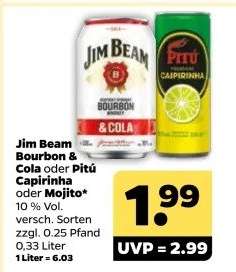 Jim Beam Bourbon & Cola oder Pitú Capirinha oder Mojito