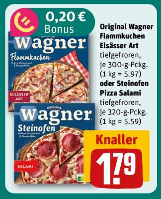 Original Wagner Flammkuchen Elsässer Art oder Steinofen Pizza Salami