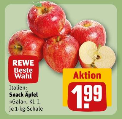 Snack Äpfel »Gala«, Kl. I, je 1-kg-Schale