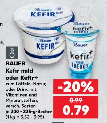 BAUER Kefir mild oder Kefir+