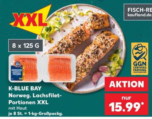 K-BLUE BAY Norweg. Lachsfilet-Portionen XXL