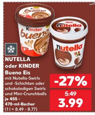 NUTELLA oder KINDER Bueno Eis
