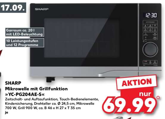 SHARP Mikrowelle mit Grillfunktion »YC-PG204AE-S«