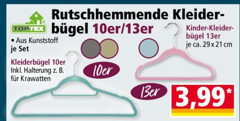 Rutschhemmende Kleiderbügel 10er/13er