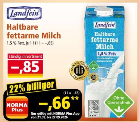 Haltbare fettarme Milch