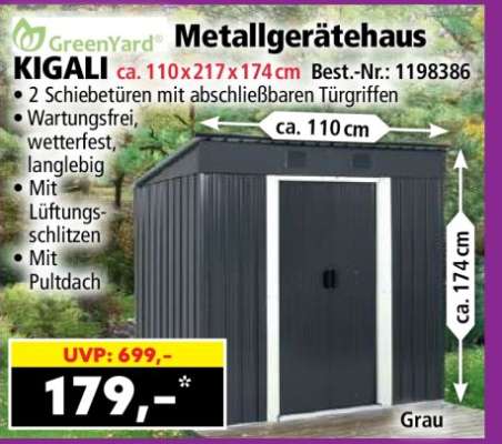 Metallgerätehaus KIGALI ca. 110 x 217 x 174 cm