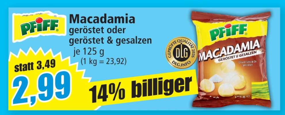 Macadamia geröstet oder geröstet & gesalzen