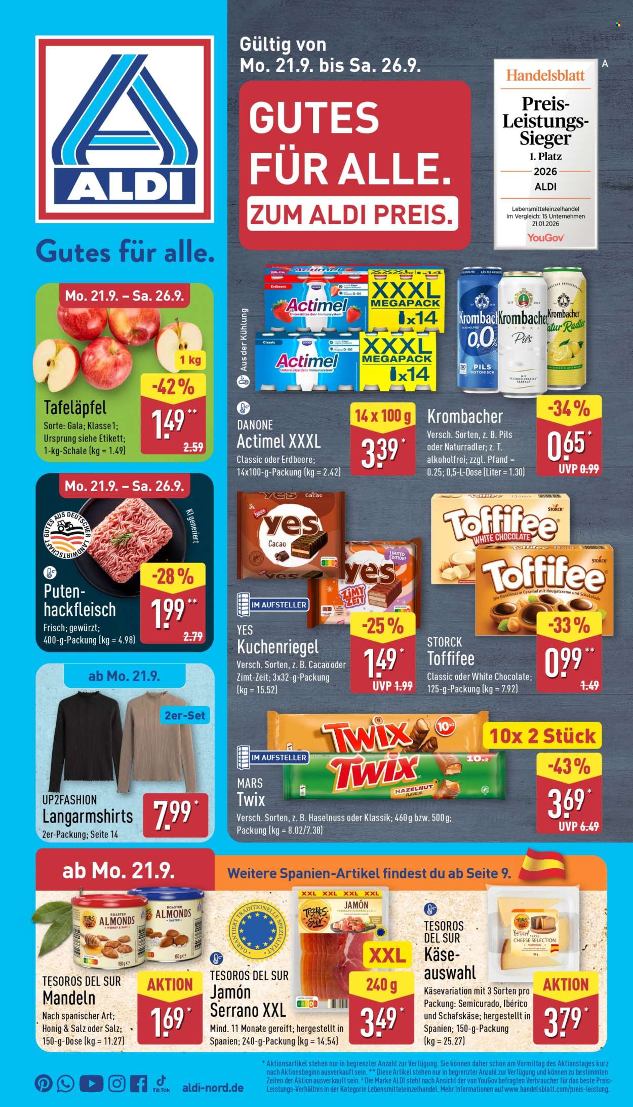 ALDI Nord Prospekte  - 21.09.2026 - 26.09.2026. Seite 1