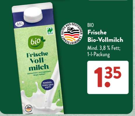 Frische Bio-Vollmilch