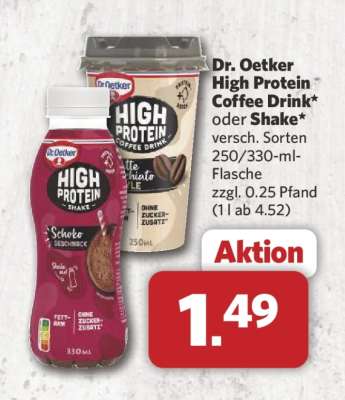 Dr. Oetker High Protein Coffee Drink oder Shake