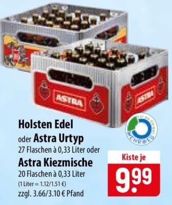 Holsten Edel oder Astra Urtyp oder Astra Kiezmische