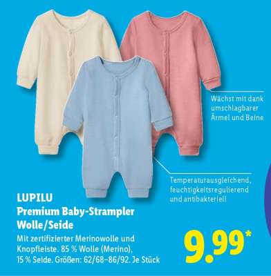 LUPILU Premium Baby-Strampler Wolle/Seide