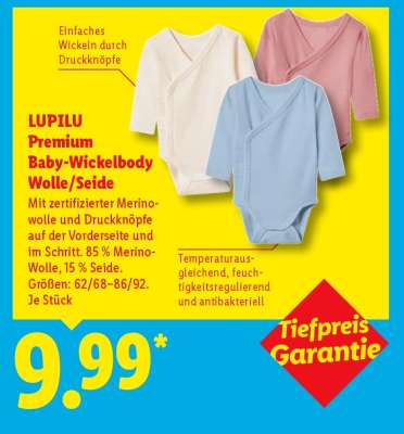 LUPILU Premium Baby-Wickelbody Wolle/Seide