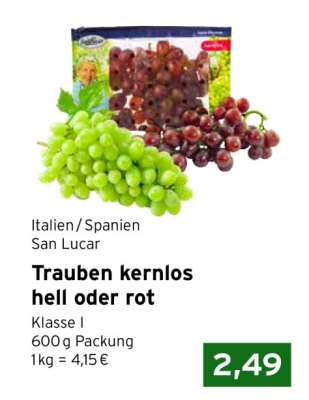 Trauben kernlos hell oder rot