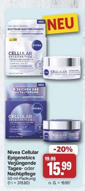Nivea Cellular Epigenetics Verjüngende Tages- oder Nachtpflege