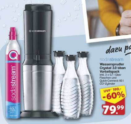 sodastream Wassersprudler Crystal 3.0 titan Vorteilspack