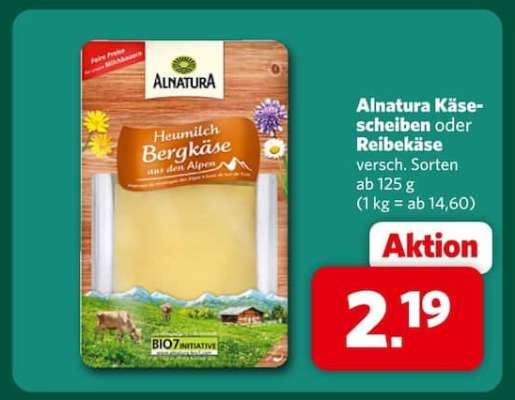 Alnatura Käsescheiben oder Reibekäse