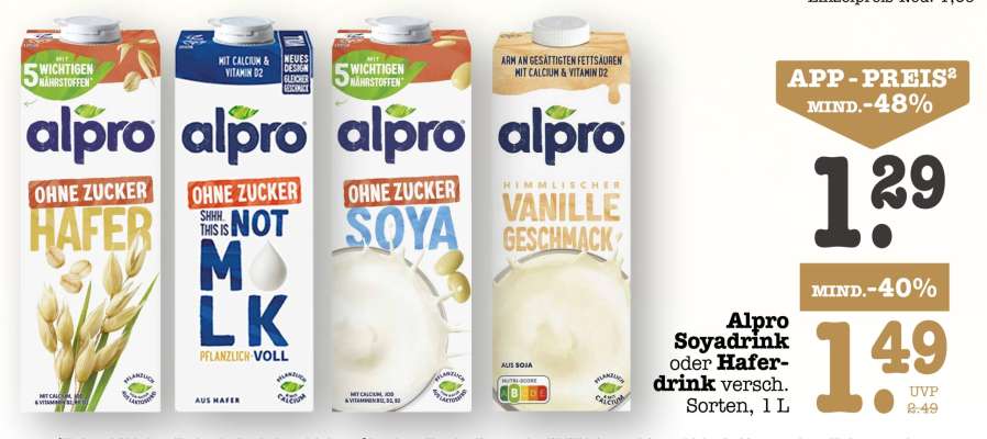 Alpro Soyadrink oder Haferdrink