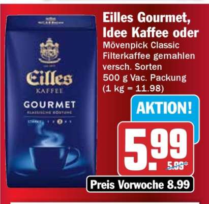 Eilles Gourmet, Idee Kaffee oder Mövenpick Classic Filterkaffee gemahlen