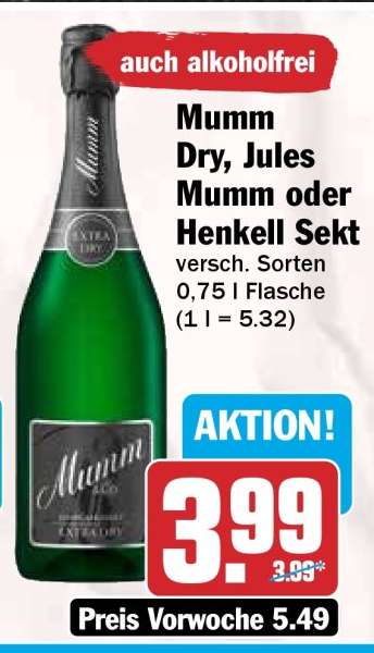 Mumm Dry, Jules Mumm oder Henkell Sekt