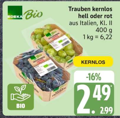 Trauben kernlos hell oder rot