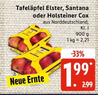 Tafeläpfel Elster, Santana oder Holsteiner Cox