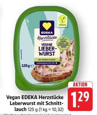 Vegan EDEKA Herzstücke Leberwurst mit Schnittlauch