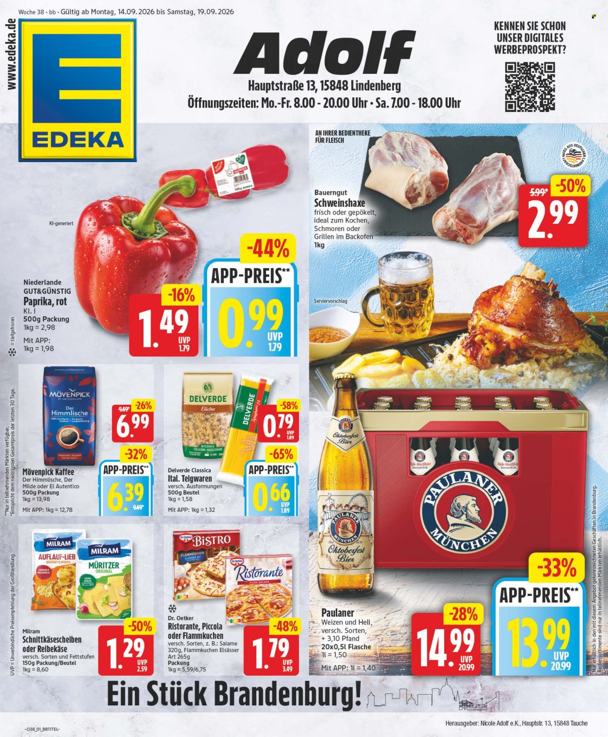 Edeka Prospekte  - 14.09.2026 - 19.09.2026. Seite 1