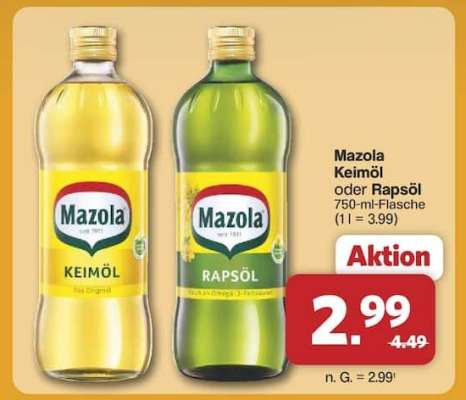 Mazola Keimöl oder Rapsöl
