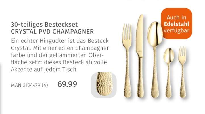 30-teiliges Besteckset CRYSTAL PVD CHAMPAGNER
