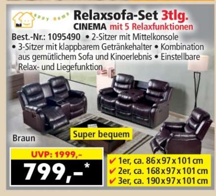 Relaxsofa-Set 3tlg.