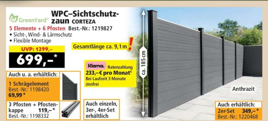 WPC-Sichtschutzzaun CORTEZA
