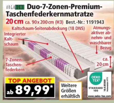 Duo-7-Zonen-Premium-Taschenfederkernmatratze
