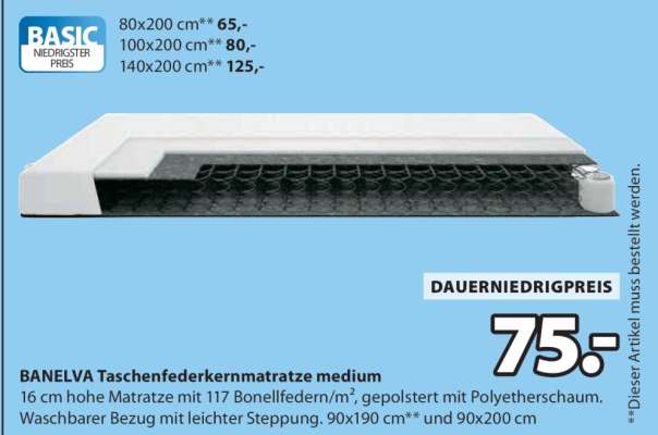 BANELVA Taschenfederkernmatratze medium
