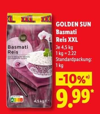 Golden Sun Basmati Reis XXL