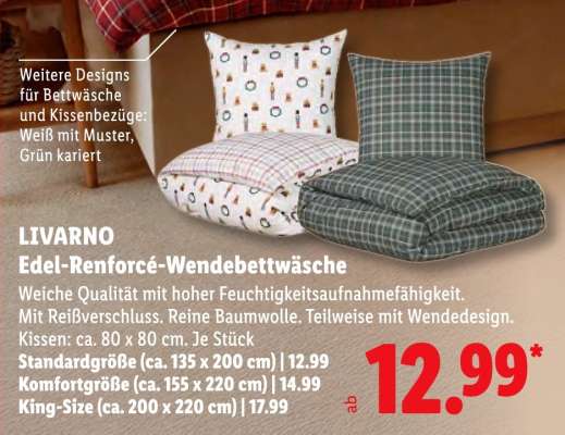 LIVARNO Edel-Renforcé-Wendebettwäsche