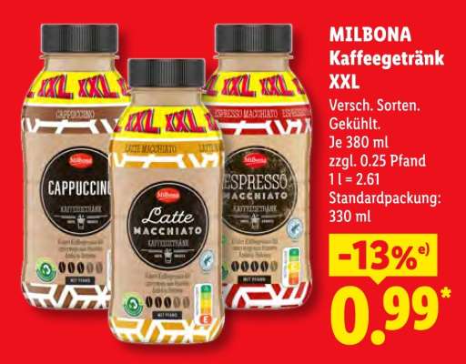 Milbona Kaffeegetränk XXL