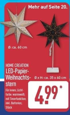 HOME CREATION LED-Papier-Weihnachtsstern