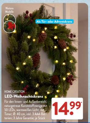 HOME CREATION LED-Weihnachtskranz