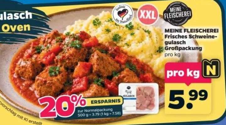 MEINE FLEISCHEREI Frisches Schweinegulasch Großpackung