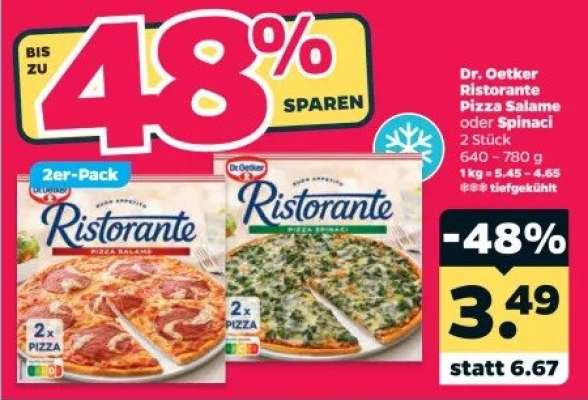 Dr. Oetker Ristorante Pizza Salame oder Spinaci