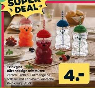 Trinkglas Bärendesign mit Mütze