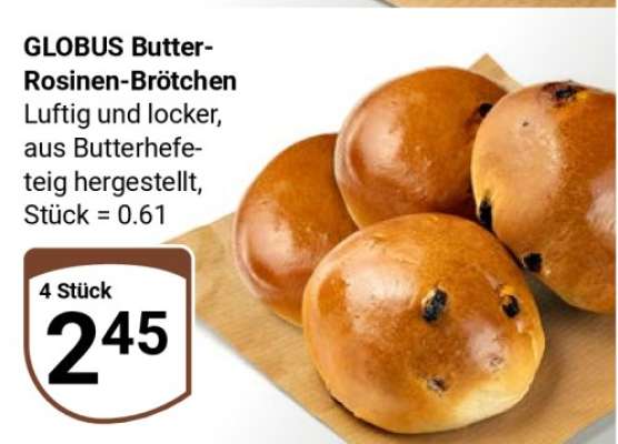 GLOBUS Butter-Rosinen-Brötchen