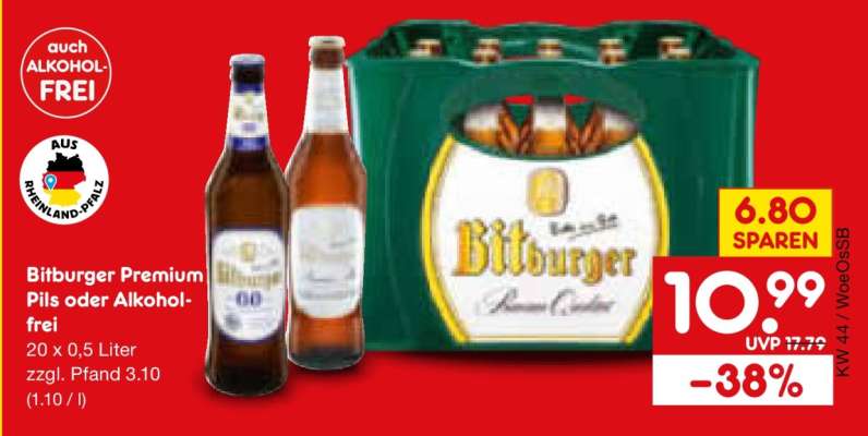Bitburger Premium Pils oder Alkoholfrei