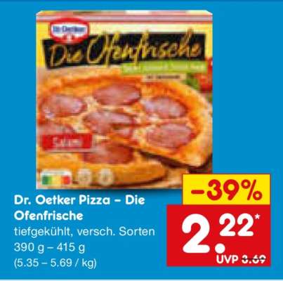 Dr. Oetker Pizza Die Ofenfrische
