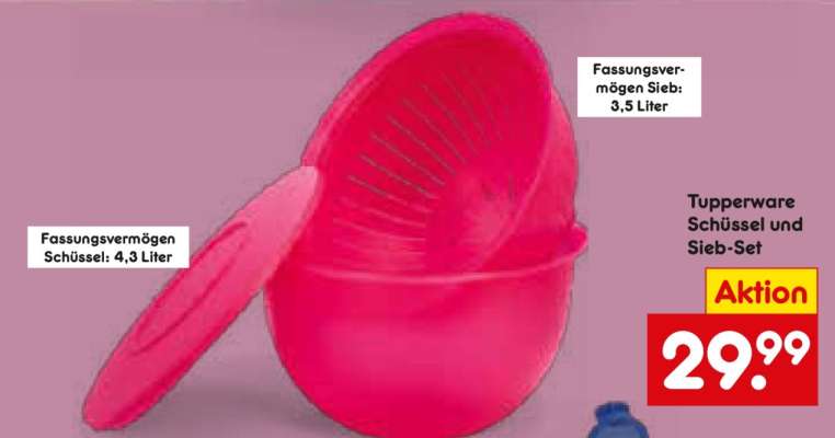 Tupperware Schüssel und Sieb-Set