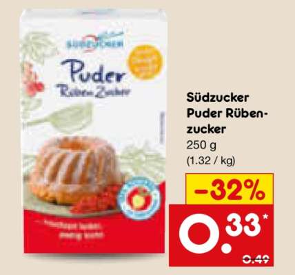 Südzucker Puder Rübenzucker