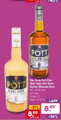 Der Gute Pott Eierlikör oder Pott Rum Echter Übersee Rum
