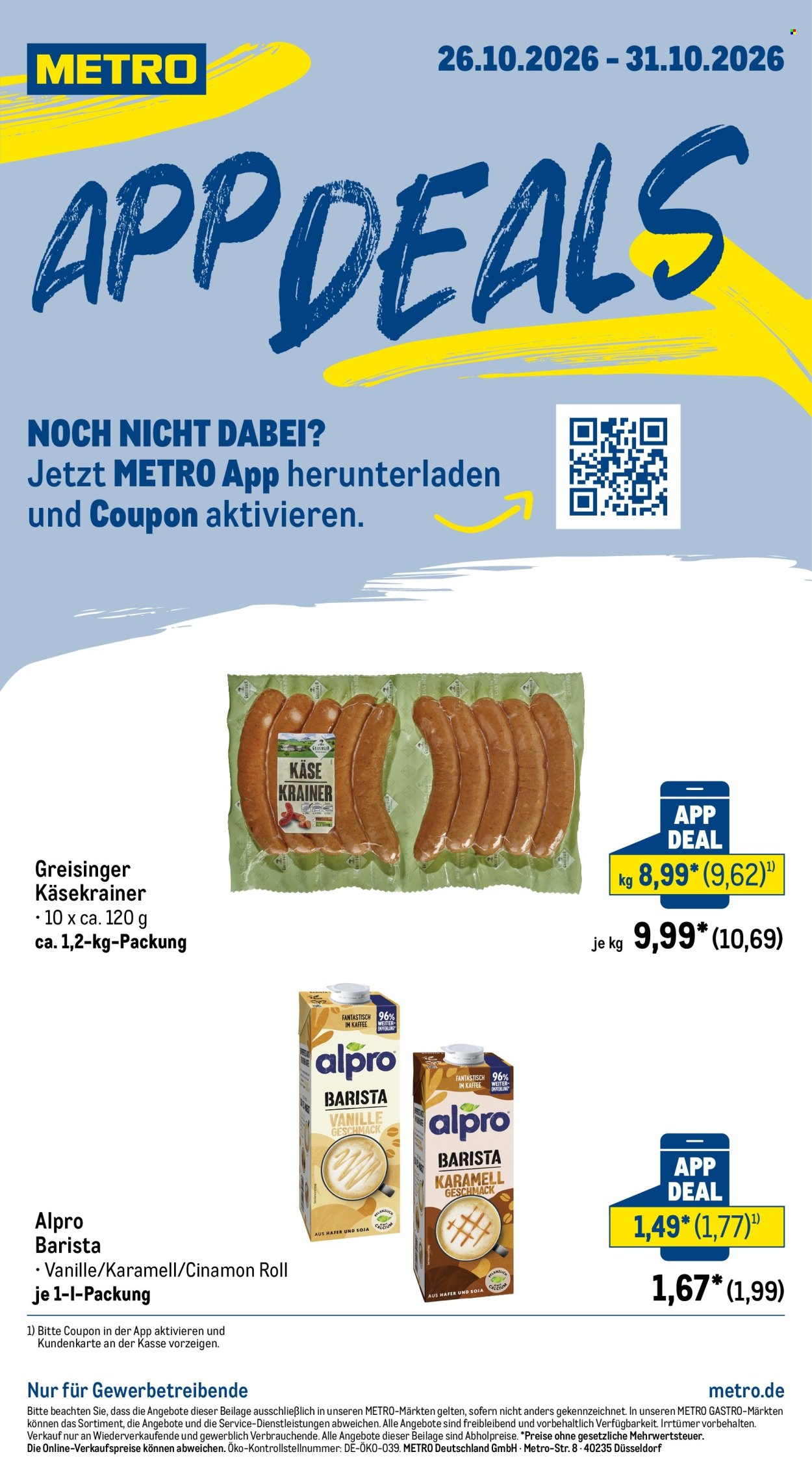 Metro Prospekte  - 26.10.2026 - 31.10.2026. Seite 1