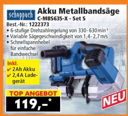 Akku Metallbandsäge C-MBS635-X - Set S